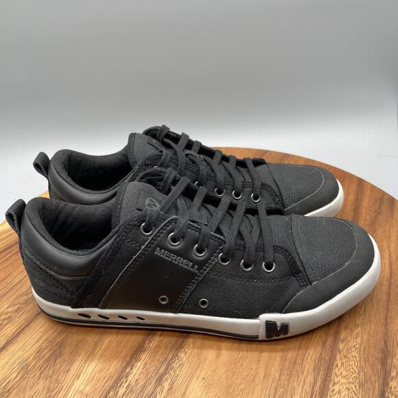 Merrell Rant Mens Size 8.5 Black Canvas Leather Casual Comfort Walking Sneakers - Picture 1 of 8